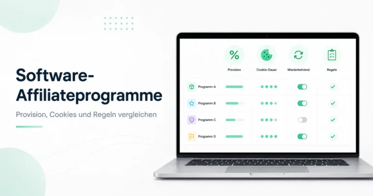 Vergleich von Software-Affiliateprogrammen mit Provision, Cookie-Laufzeit, wiederkehrender Vergütung und Regeln